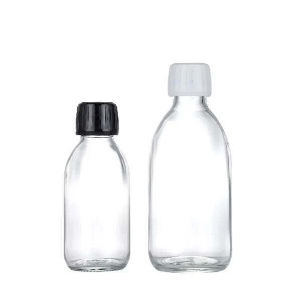 wholesale clear color syrup glass bottle with metal cap