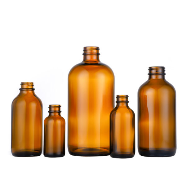 Amber boston round bottles Wholesale high quality