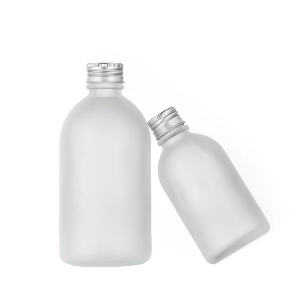 Empty Small Mouth Clear Frosted Bottles Boston Round Beverage Juice Bottle - Image 3