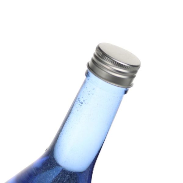 Round shaped blue glass wine bottle with screw cap wholesale - Image 4