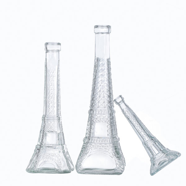 Customized Glass Bottle 500ml Brandy Eiffel Tower Bottles