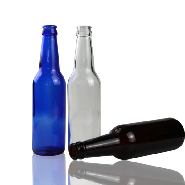 Empty glass blue amber clear 350ml beer bottle with cap - Image 5