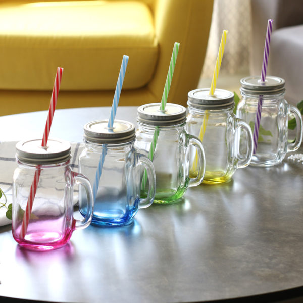 Wholesale Gradient glass bottle mason jars with handle - Image 2