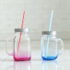 Wholesale Gradient glass bottle mason jars with handle
